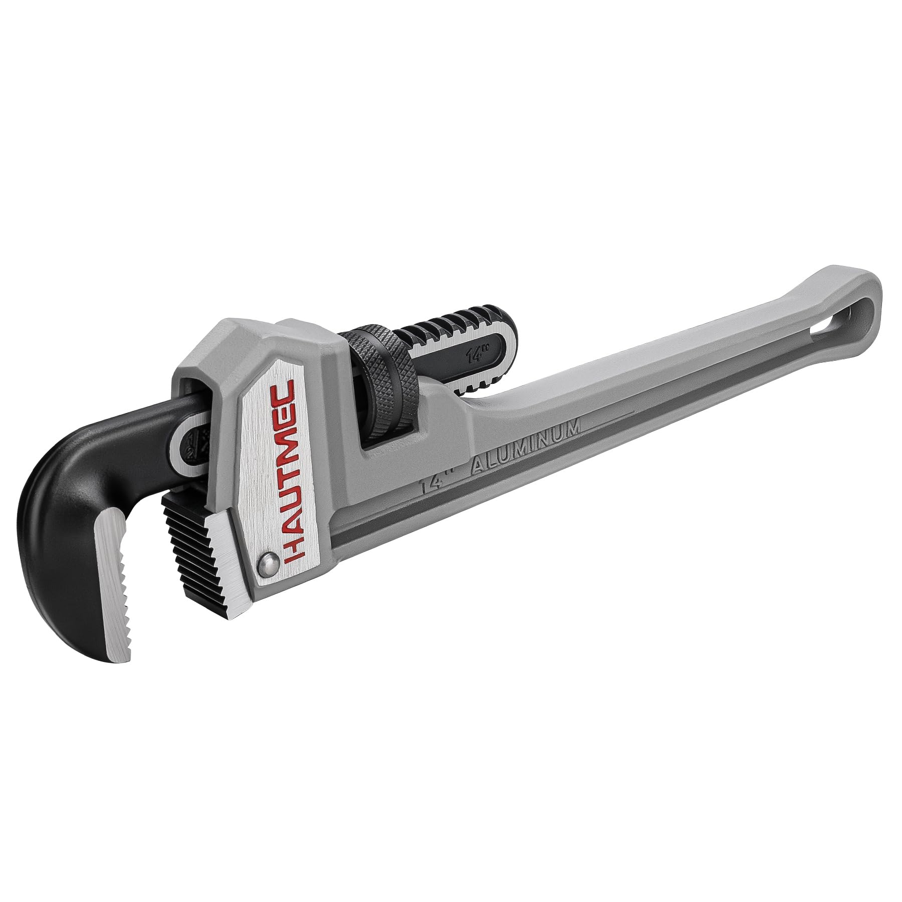 HAUTMEC 350mm(14 inch) Aluminum Straight Pipe Wrench, Adjustable Plumbing Wrench, 2" Jaw Capacity, Heavy Duty Plumbing Pipe Wrenches, for Pipes, Tees, Ball Valves and Other Objects HT0021-PW