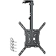 Ceiling TV-Mount Flip Down Folding - 23-55'' Manual Drop Down TV Mount, Fits Flat and Pitched Roof, Height Adjustable, Swivel, Max Load 44 lbs, Max VESA 400x400 mm, Black