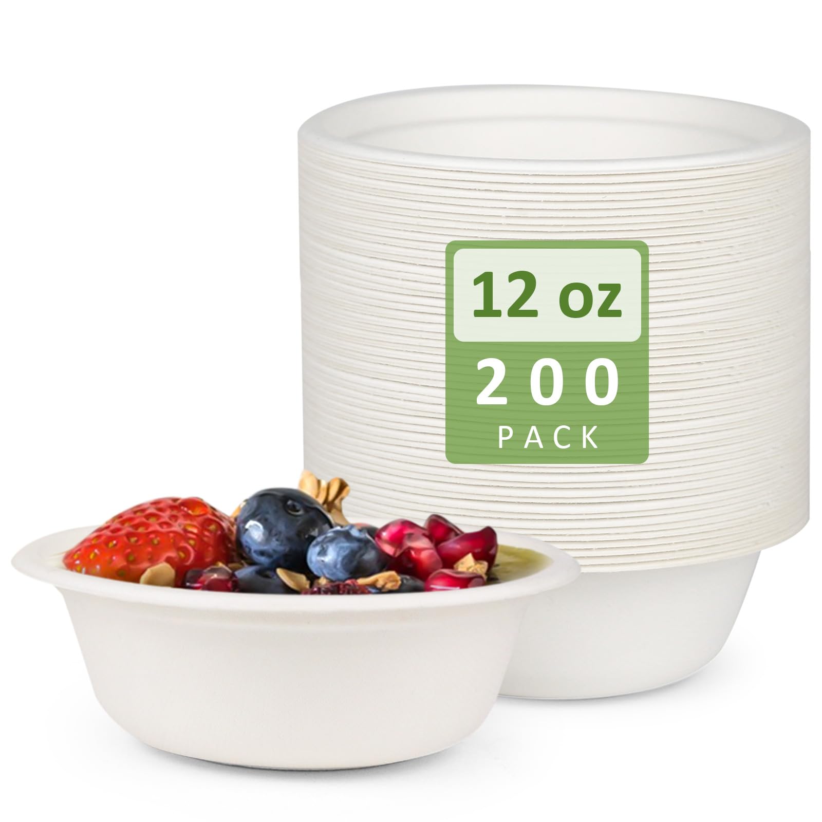 Photo 1 of Cxsel Paper Bowls, 200 Pack 12 Oz Paper Bowls Disposable Heavy Duty, Bagasse Hot Soup Bowls Disposable Bowls