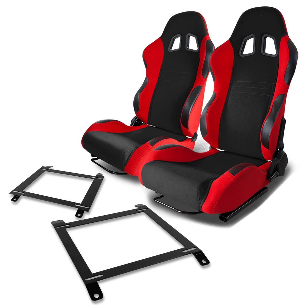 Pair of RST7BKRD Racing Seats+Mounting Bracket Replacement for Mazda