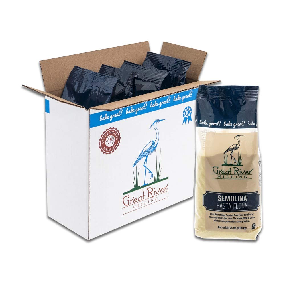 Great River Milling, Semolina Pasta Flour, Non-Organic, 24 Ounces (Pack of 4)