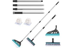 BURFERLY Magic Broom Sweeper, Multifunction Silicone Broom, Household Squeegee Broom for Floor Cleaning, Bathroom, pet Hair, Blue Dog Broom Brush Set (Light Grey)