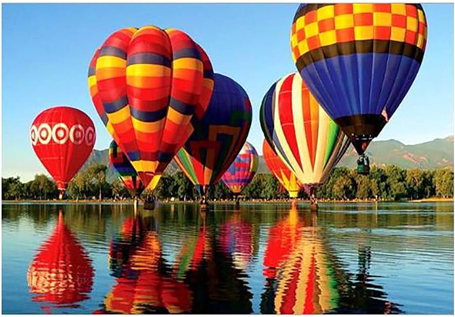 Gooldu Jigsaw Puzzles 1000 Pieces for Adults for Kids-Lakeside and Balloons,Softclick Technology Means Pieces Fit Together Perfectly Wood Jigsaw Puzzles