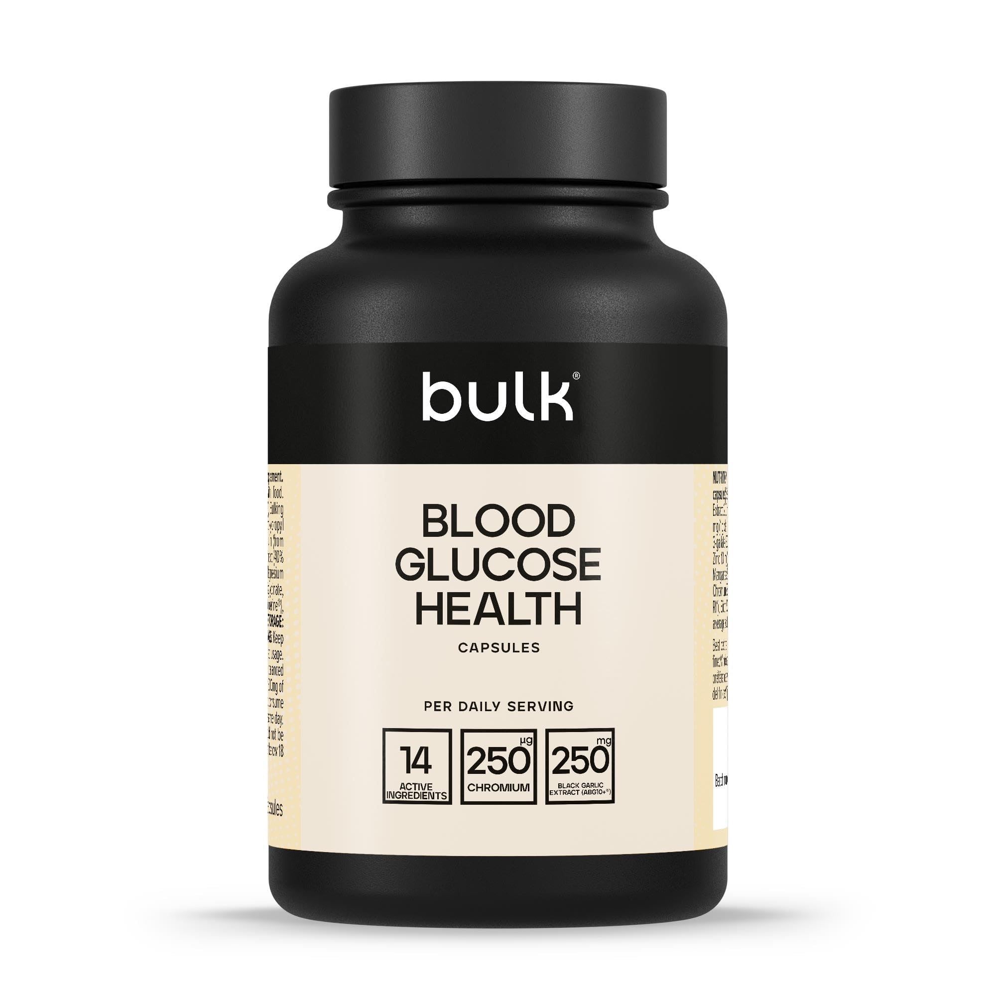 Bulk Blood Glucose Supplement Capsules, Blood Sugar, GDA, Chromium, Cinnamon, Zinc, Pack of 60, 30 Servings, Packaging May Vary