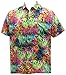 LA LEELA Men's Hawaiian Button Down Short Sleeve Pocket Shirt Floral Print Blue