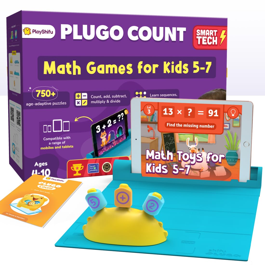 PlayShifu STEM Toy Math Game - Plugo Count (Kit + App with 5 Interactive Math Games) Educational Toy for 4 5 6 7 8 year old Birthday Gifts | Story-based Learning for Kids (Works with tabs/mobiles)