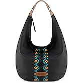 Wrangler Large Hobo Bags for Women Western Aztec Slouchy Shoulder Bag with Zipper
