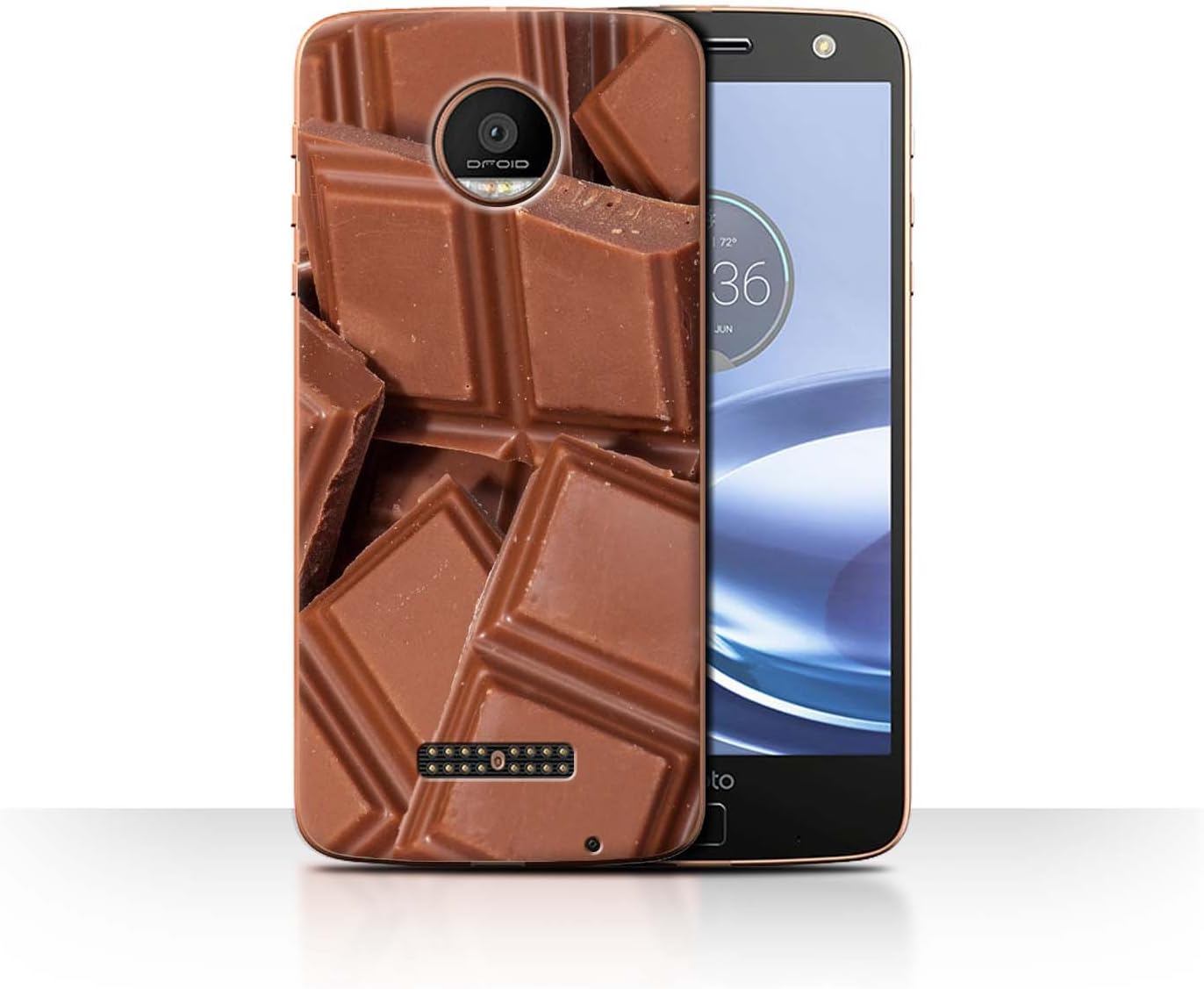Phone Case for Motorola Moto Z Force/Droid Food Chocolate Design Transparent Clear Ultra Slim Thin Hard Back Cover