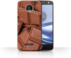 Phone Case for Motorola Moto Z Force/Droid Food Chocolate Design Transparent Clear Ultra Slim Thin Hard Back Cover