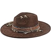 H.Busque Wide Brim Fedora Hat for Men Women Retro Western Felt Hats