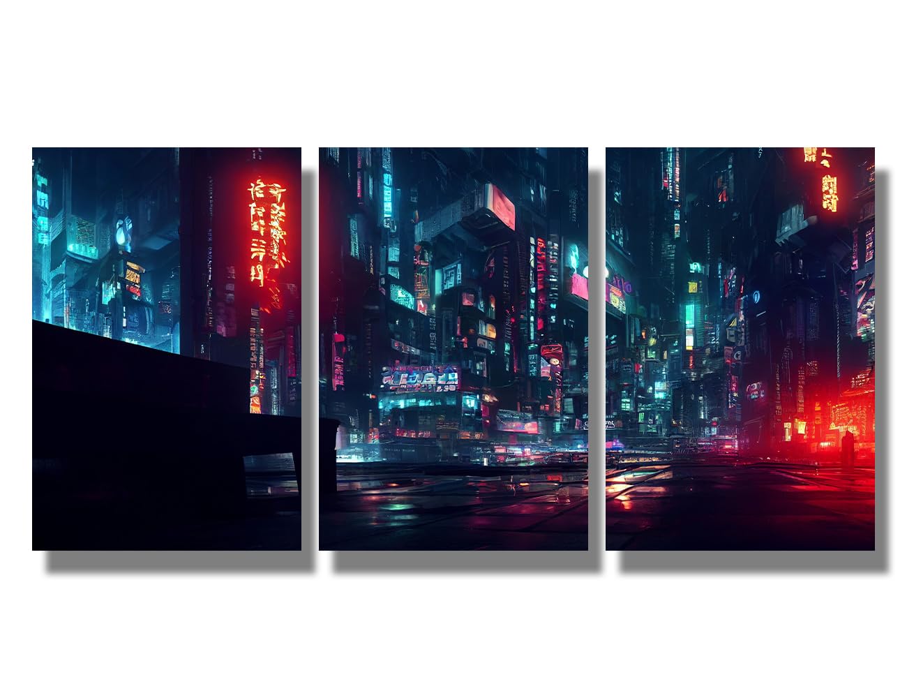 Cyberpunk City Neon Street Wall Art - Cityscape at Night Paintings for Living Room - Modern Home Decor Framed Wall Decoration Cyberpunk City Neon Street Wall Art - Cityscape at Night Paintings for Living Room - Modern Home Decor Framed Wall Decoration