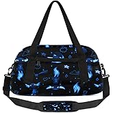 Gym Travel Duffle Bag for Boys - Blue Axolotl Kids Overnighter Weekend Bag with Front Zipper Pocket for School Practice, Teens Carry-On Size Sleepover Bags