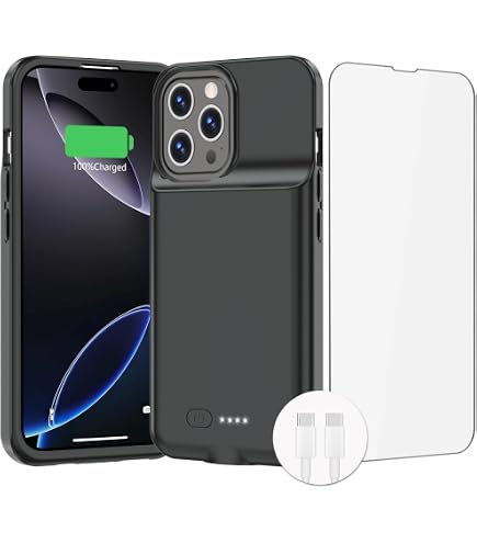 GIN FOXI 8500mAh Battery Case For IPhone 16/16e - Fast Charging Protective Case With Screen Protector