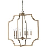Capital Lighting 526161AD Lesley Open Frame Foyer Pendant, 6-Light 360 Total Watts, 31" H x 28" W, Aged Brass