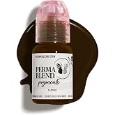 Perma Blend - Fudge - Microblading Ink for Permanent Eyeliner - Professional Tattoo Ink - Cool Medium/Dark Brown Tattoo Ink Makeup - Vegan (0.5 oz)