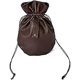 Coskidz Haikyuu Medieval PU Leather Pouch Leather Drawstring Pouch Coin Purse Storage Renaissance Dice Bag (M, Brown)