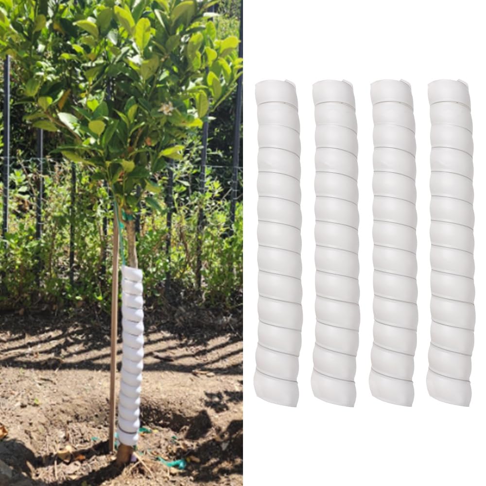 XhuangTech 4PCS Tree Trunk Protectors, 2 Size Spiral Tree Bark Wrap Protectors, Tree Trunk Protectors Tubes for Young Tree, Tree Wrap for Insulation & Trunk Protection from Animals