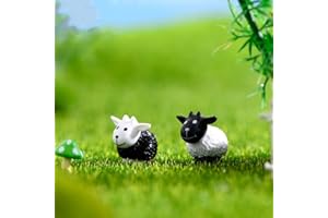 LONCESS Miniature Sheeps Fairy Garden Accessories, Mini Sheep Figurines for Fairy Garden Decor, Cake Toppers, Moss Landscape Decoration, DIY Terrarium Crafts Ornament, Micro Landscape, Desk Decor, Car Decor