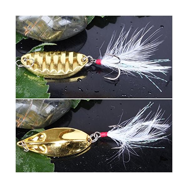 YONGZHI-Metal-Gold-Casting-Fishing-Spoons-Lure-Hard-Treble-Hook-BaitPack-of-4