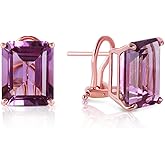 Galaxy Gold GG 14k Rose Gold 13ct Genuine Amethyst French Clip Earrings