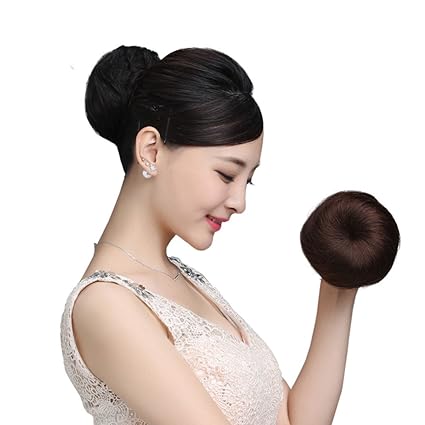 Human Hair Bun Extensions Drawstring Clip In Bride Updo Chignon