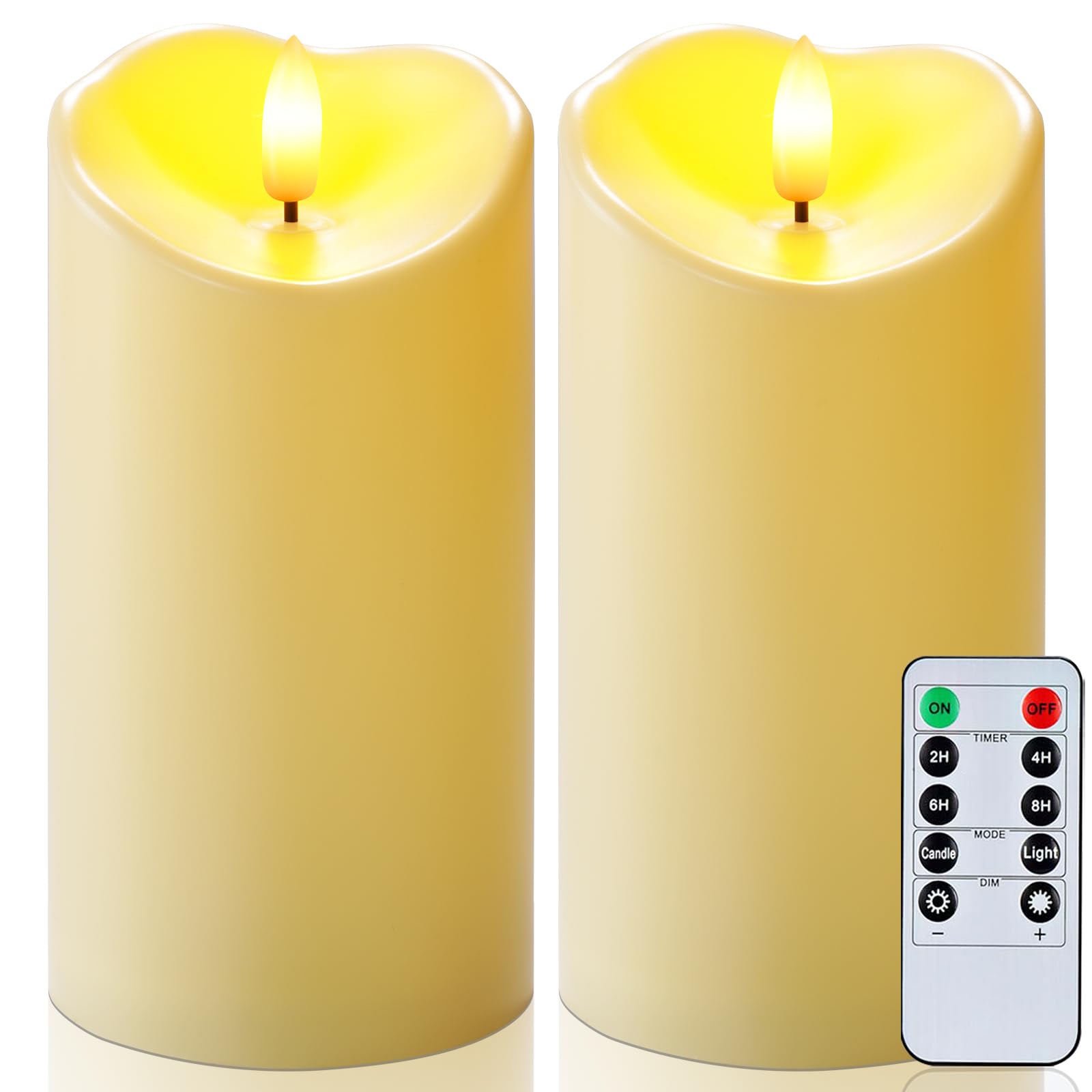 Photo 1 of *INCOMPLETE** Raycare 6"x3" Outdoor Waterproof Flameless Candles with Remote and Timer, Battery Operated LED Electric Fake Pillar Candle for Christmas Home Wedding Decor, Dark Ivory, Set of 2