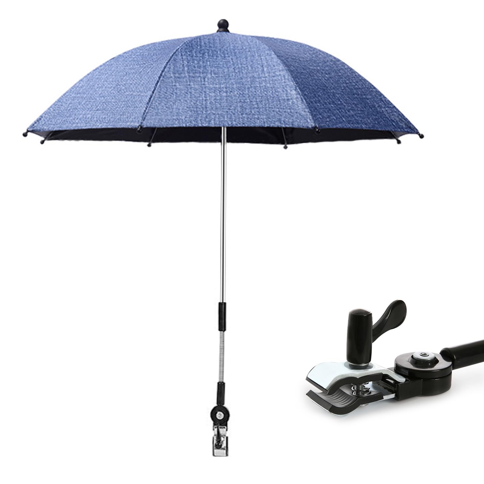 KMDZDZGS Parasol for strollers, UPF 50+ universal parasol sun protection for strollers & buggies, UV protection, diameter 75 cm, parasol buggy with adjustable umbrella handle (Blue)
