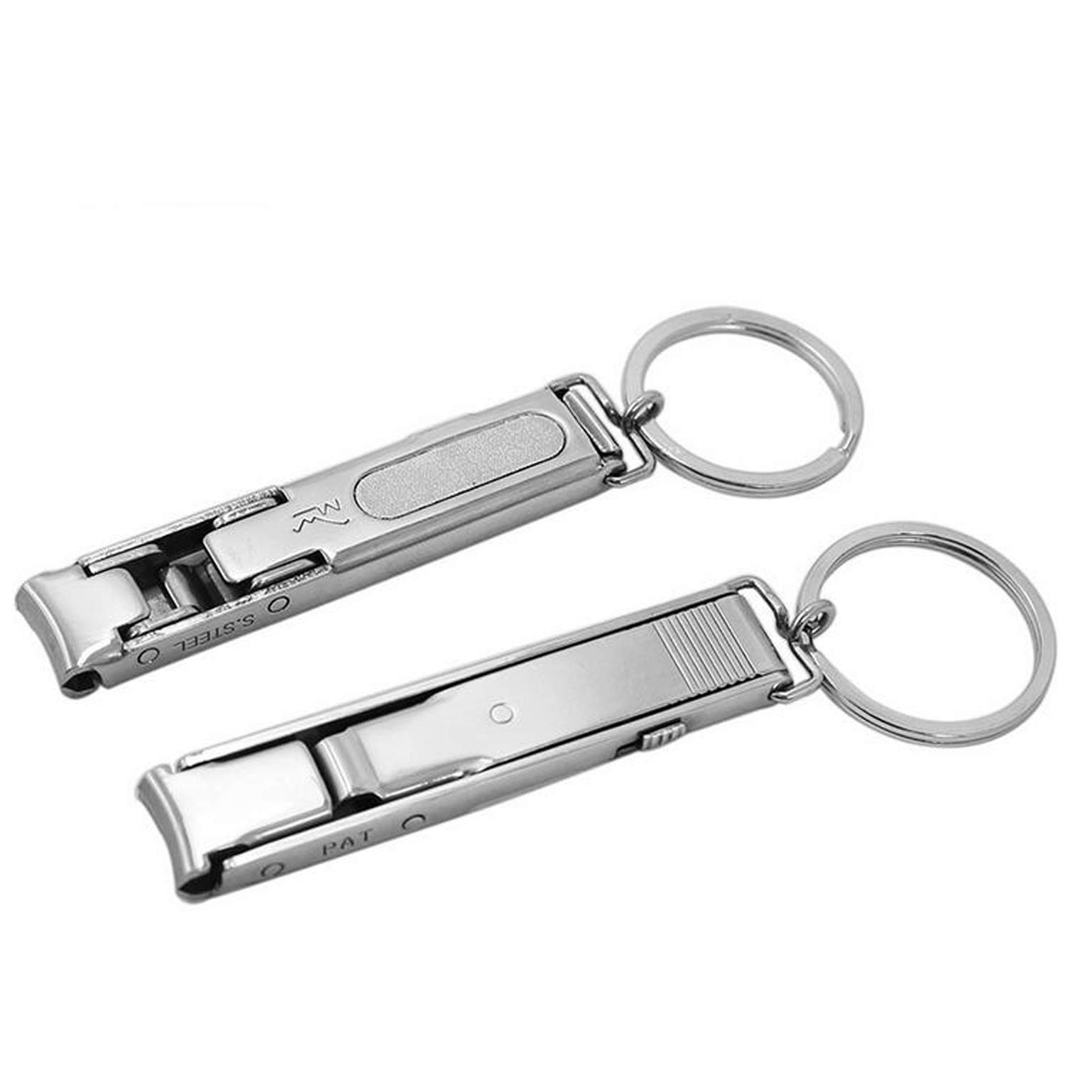 JamHooDirect Portable Ultra-thin Folding Nail Clipper with Key chain - Stainless Steel Nail File - Pack of 2