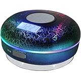 Hrome Bluetooth Shower Speaker IPX7 Waterproof Bathroom Speakers with FM Radio,NFC,LCD Display,Clock, Cool Cracking Backlit,Strong Adhesion Suction Cup Hands-free Calls