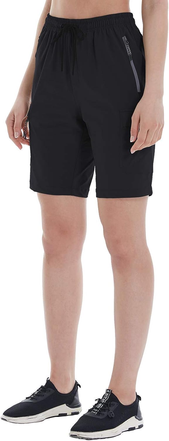 Women’s Quick Dry Hiking Shorts Lightweight Travel Summer Cargo Drawstring Camping Fishing Golf Shorts Zipper Pockets: Clothing