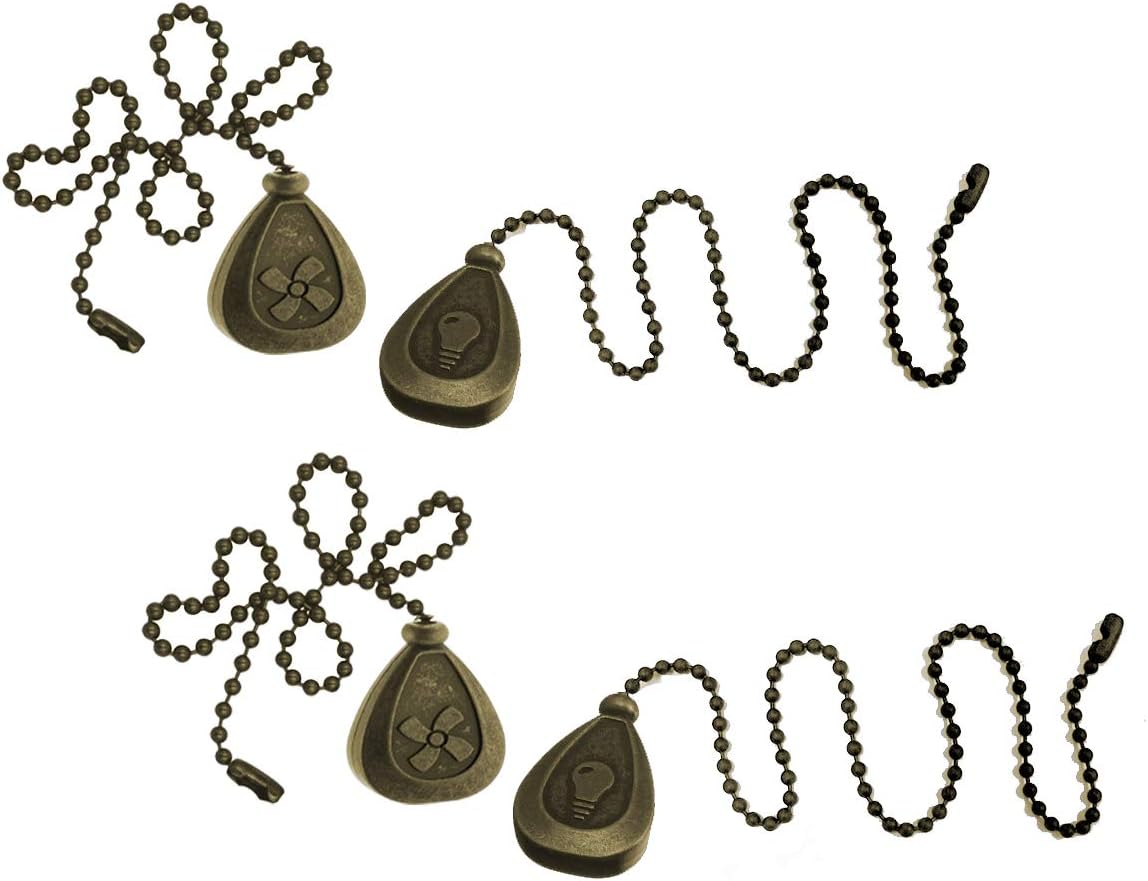 SEREBII Bronze Ceiling Fan Pull Chain Set, Fan Pull Chain Extension, Fan Pull Chain Pendant Ceiling, Bronze Ball Chain with 12 Inch Connector 4 Pieces Pull Chain Extender Ornament(Bronze Copper) - - 