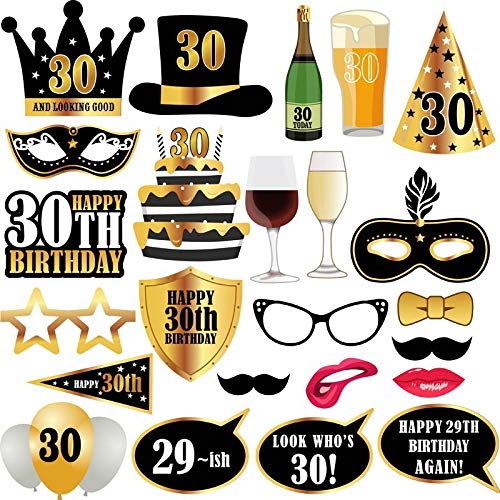 Losuya 30th Birthday Photo Booth Props Funny for His or Hers 30th Birthday Celebration Decorations