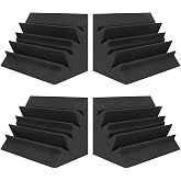JBER 4Pack Acoustic Foam Corner Bass Traps, Studio Foam Corner Block Finish | 12" X 7" X 7", Black, High Density, NRC＞0.9, So