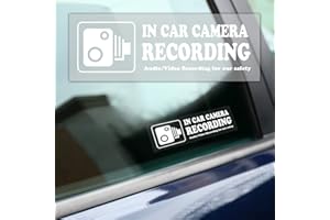 None Brand 4 Pcs Waterproof Vinyl Camera Recording Window Stickers, White 2 x 6 inch, for Rideshare, Van, Truck, Taxi, Maxi Cab, Bus, Coach Drivers