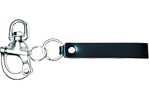 NEEBETEK Firefighter Quick Release Shackle for SCBA Mask, Firefighter Accessories Tools with Leather Handle, Marine Grade 316 Stainless Steel Fixed Snap Shackle Lanyard