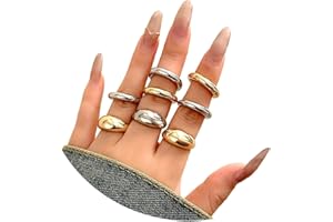 FUTIMELY Gold Chunky Statement Stackable Rings Set for Women Teen Girls,Thick Chubby Dome Ring Sets Fashion Adjustable Lightweight Rings Jewelry Gifts