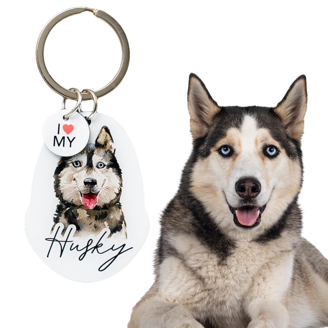 Splosh Pet Keyring Husky - Personalised Dog Key Ring and Chain - Customised Gifts for Dog Lovers - Key Rings and Tags - Accessories