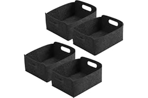 HAWILLOSCH 4pcs Soft Felt Storage Bins with Handles Collapsible Organizer Baskets for Clothes Office Supplies