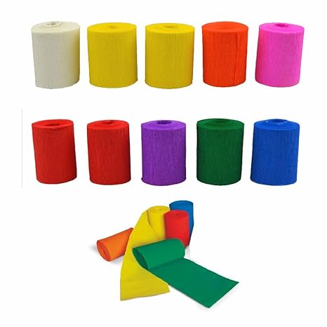 Krepp 10 Rollen bunt sortiert 5 cm x 5 m
