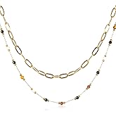 nejoir Layered Necklaces for Women, 18K Gold Plated Layer Dainty Gold Necklace with Minimalist Pendant, Dainty Gold Necklace for Women Fashion Valentine's Day Gifts for Her