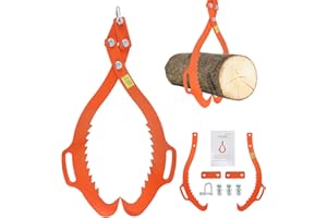 POWLAB 32in Heavy-Duty 2 Serrated Claw Hook Log Lifting Tongs, Timber Grapple Claw for Efficient Lumber Skidding, Versatile Log Splitter Parts & Accessories for Trucks, ATVs, Tractors