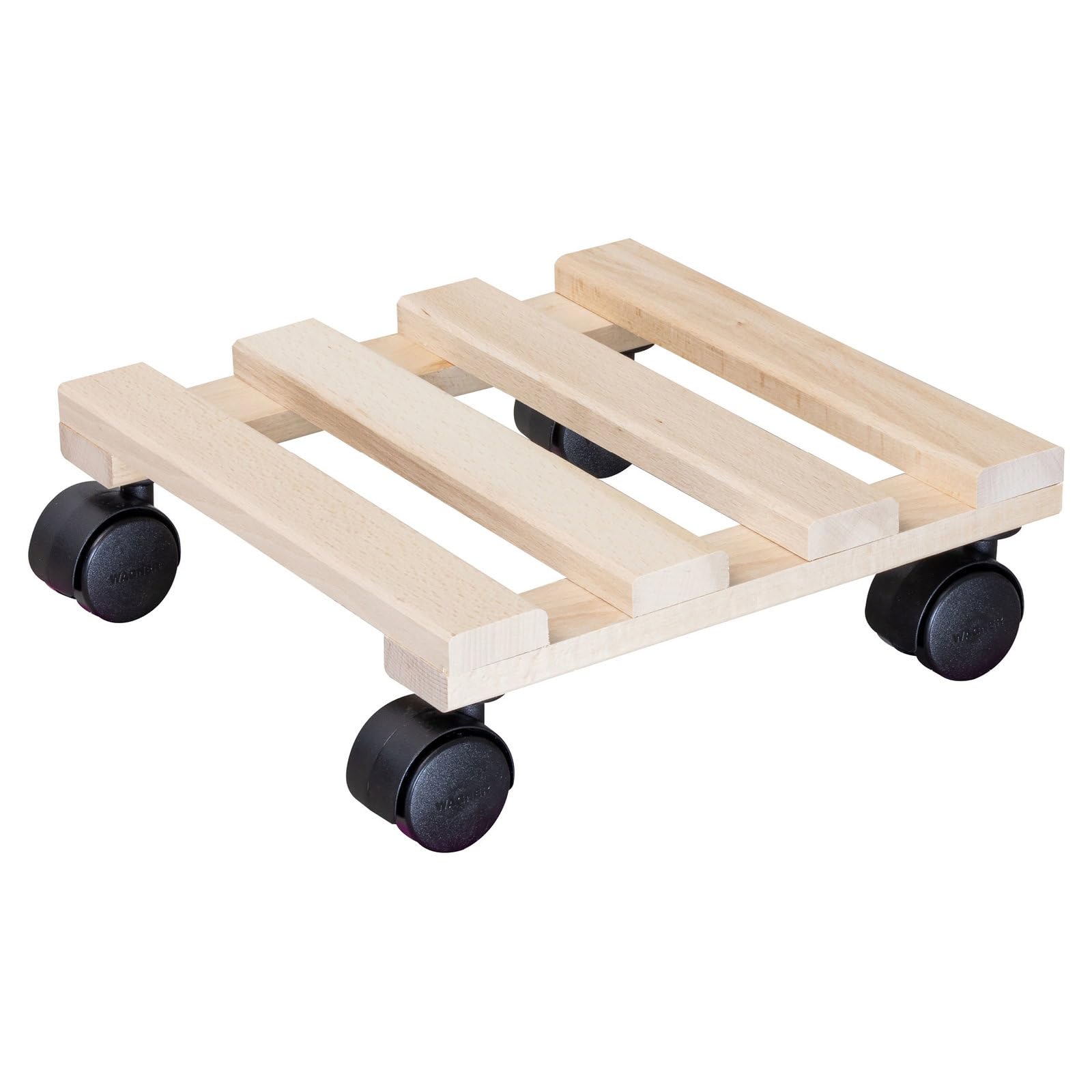 WAGNER Plant trolley PALETTI 25 x 25 x 8 cm I Flower trolley for indoor use I Container trolley made of FSC®-certificated solid beech wood, nature I Load capacity 100 kg I Made in EU - 20043901
