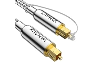 VANAUX 10FT Digital Optical Audio Cable (24K Gold Plated Connectors, Aluminum Alloy Shell, Braided Jacket) S/PDIF Toslink Cab