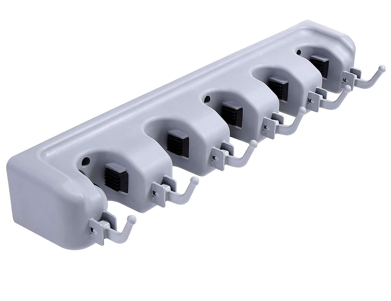 RockBirds Broom Mop Holder, T56 Multipurpose Wall Mounted Organizer, Ideal Broom Hanger Solution for Kitchen, Garage, Warehouse (5 Position with 6 Hooks)