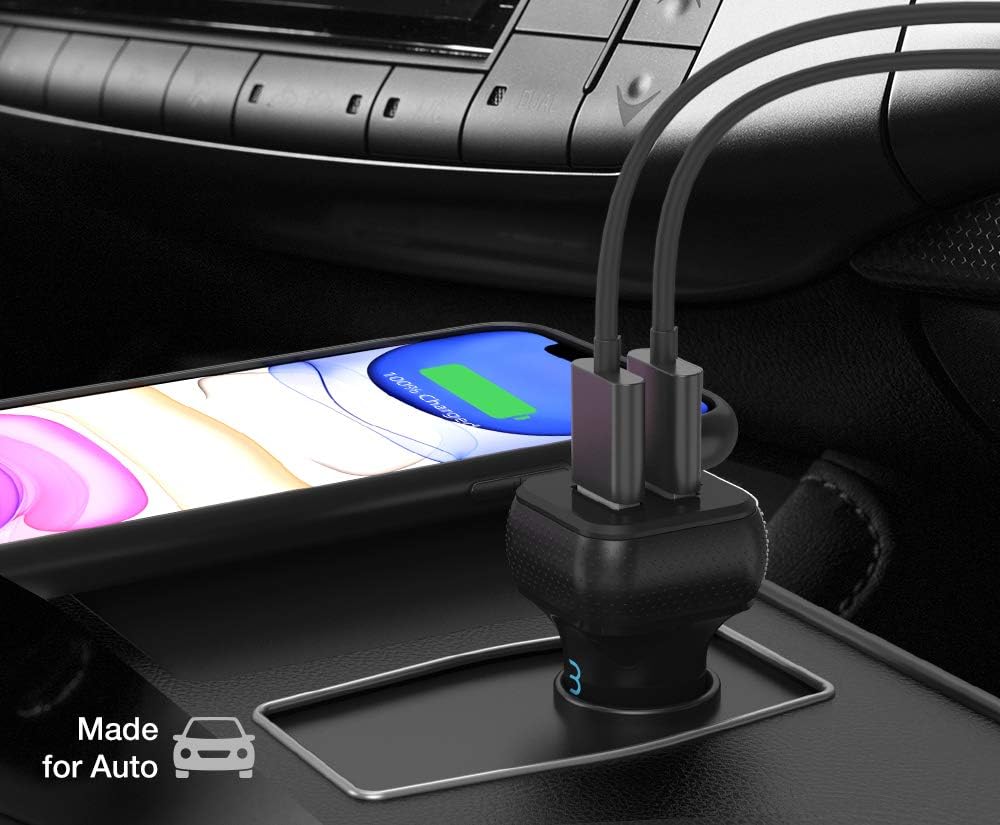 Maxboost Car Charger with SmartUSB Port 4.8A/24W [Black] Charger Adapter for for iPhone 11 Pro Max/XS Max/XR/XS/X/8/7/Plus,Galaxy S20 Ultra/S10/S10+/S10e/Note,LG,iPad Pro/Air 2/Mini,Huawei, Moto,Pixel