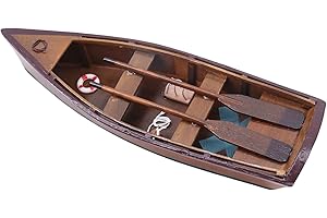 NAUTIMALL Handcrafted Wooden Rowboat Model with Oars, Vintage Decorative Miniature Boat for Home Decor, Nautical Gift, and Collectibles, Miniature Canoe Nautical Sailboat Decor