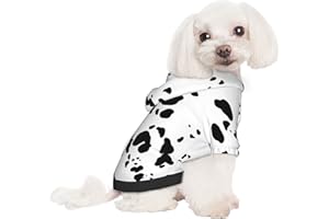 HSXOOW Dalmatian Print Dogs Hoodie Puppy Pullover Sweaters Pets Clothes for Puppys Only for Small Dogs or Cats Black