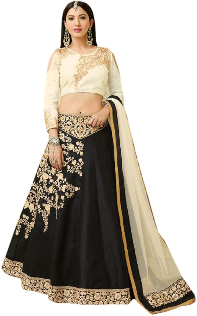 Indian Bollywood Cold Shoulder Silk Party Wear Lehenga