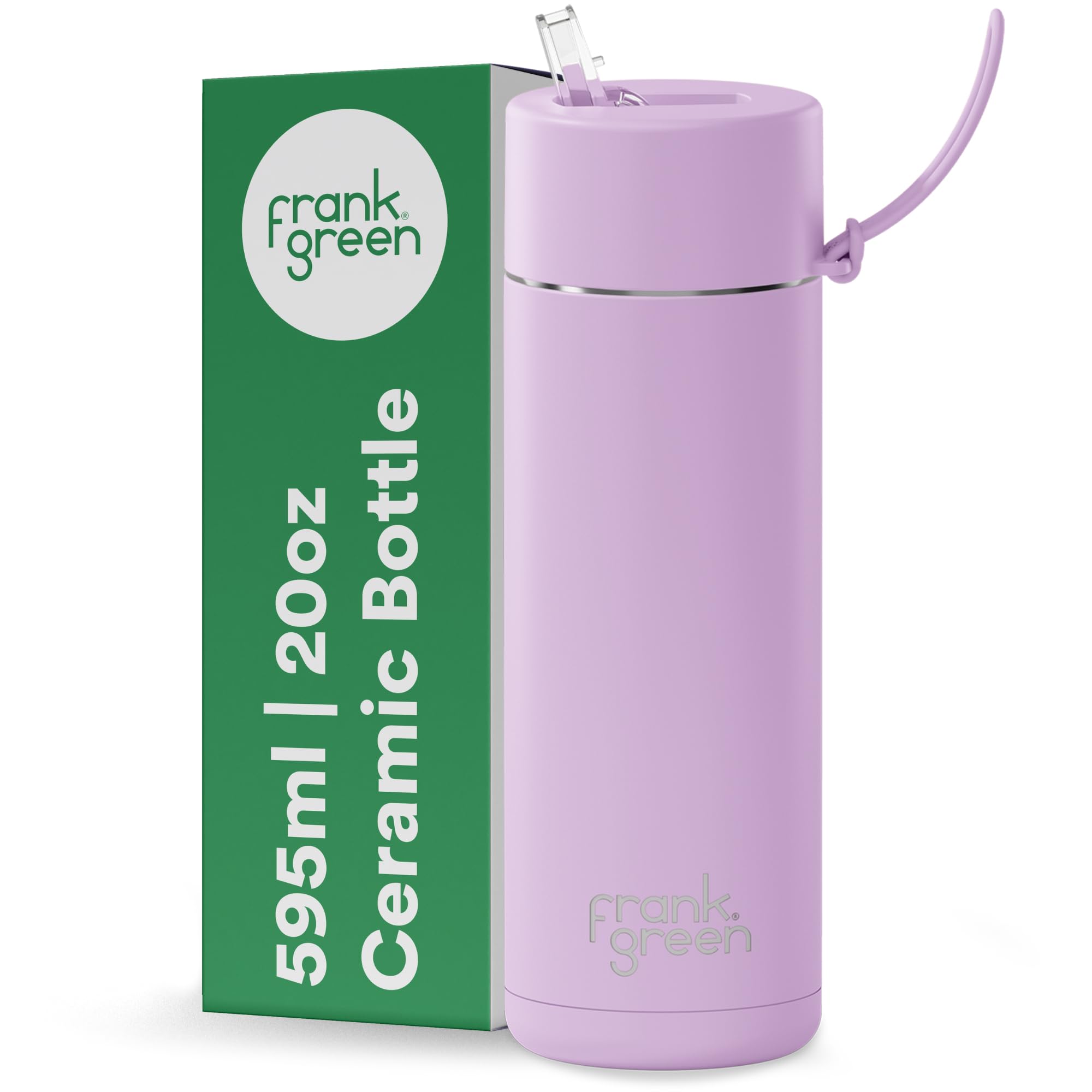 frank green Insulated Water Bottle for Cold Or Hot Drinks - 595ml/20oz Metal Bottle with Straw Lid, Ceramic Insulated, Stainless Steel, Triple Wall Vacuum - Purple Lilac Haze by frank green