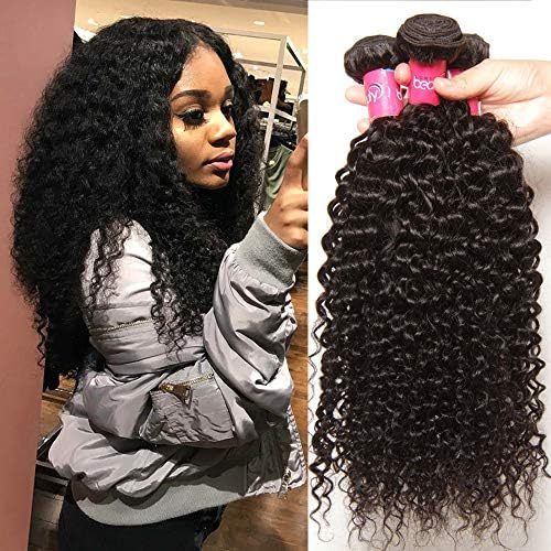 Sunber 10A Grade Brazilian Kinkys Curly Virgin Human Hair 3 Bundles Remy Human Hair Weaves Wet and Wavy Hair Extension Natural Color (22 22 22)